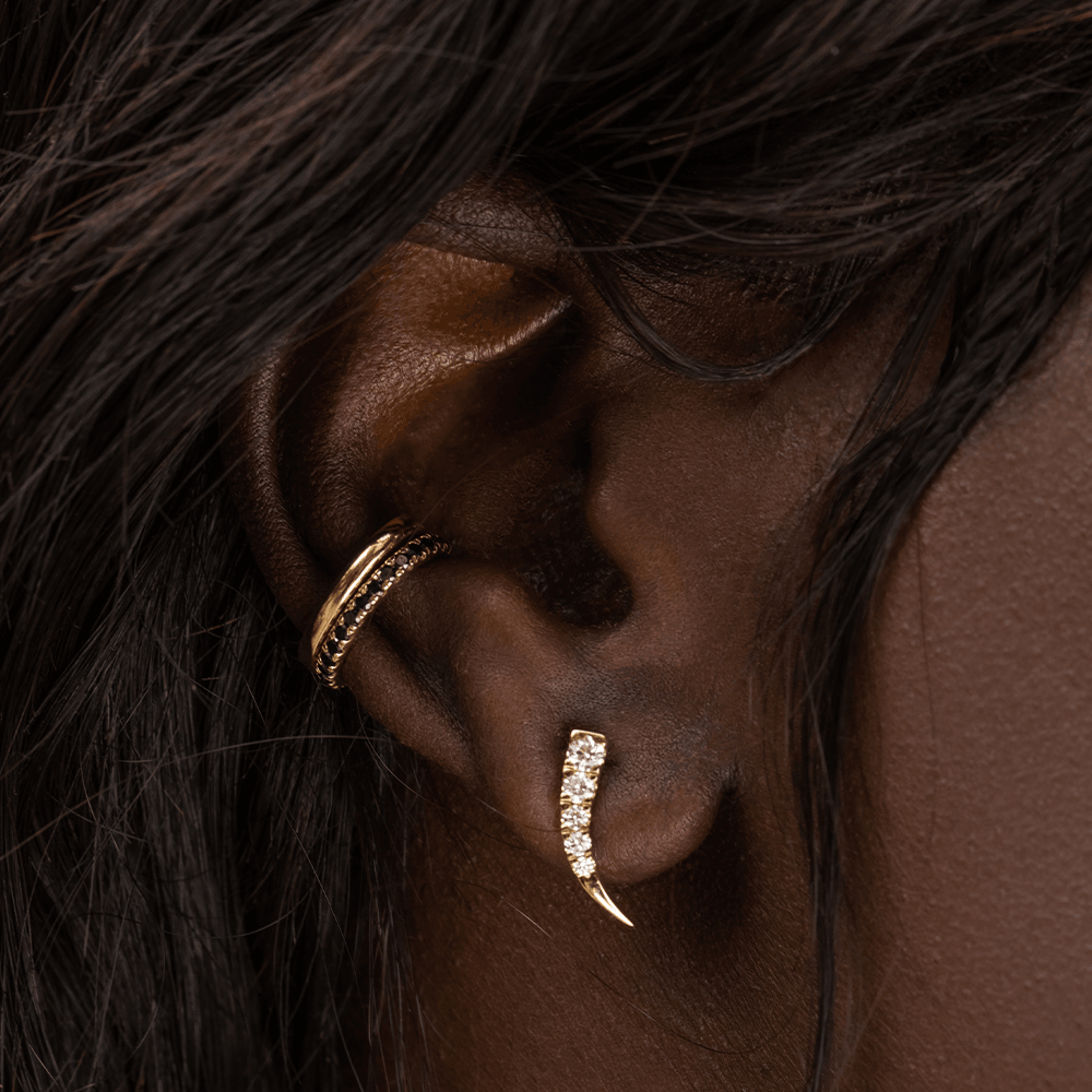 Women | White Diamond Ear Crawlers | 14k Yellow Gold