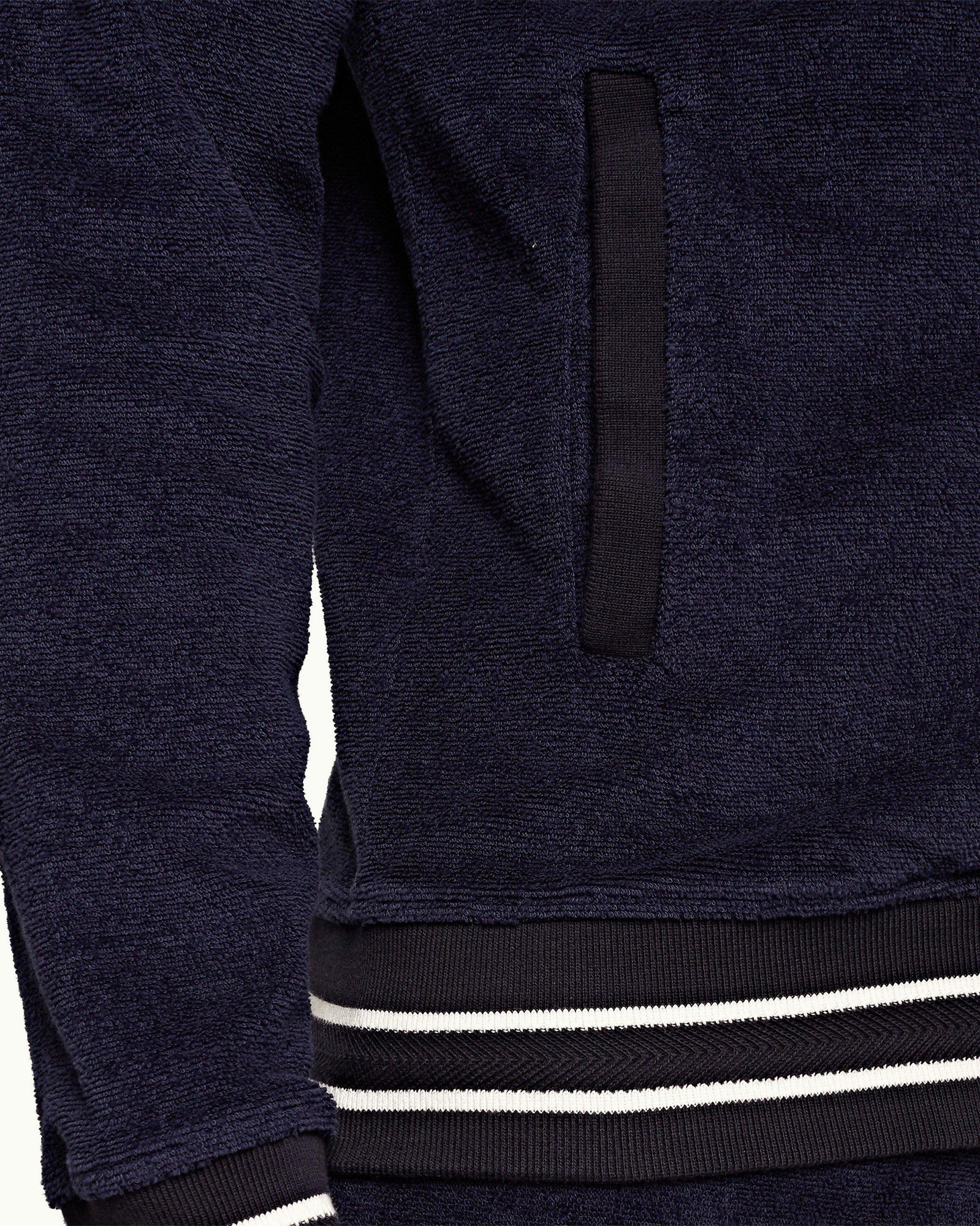 Mathers Towelling Navy Zip-Thru Towelling Hooded Sweatshirt | Navy