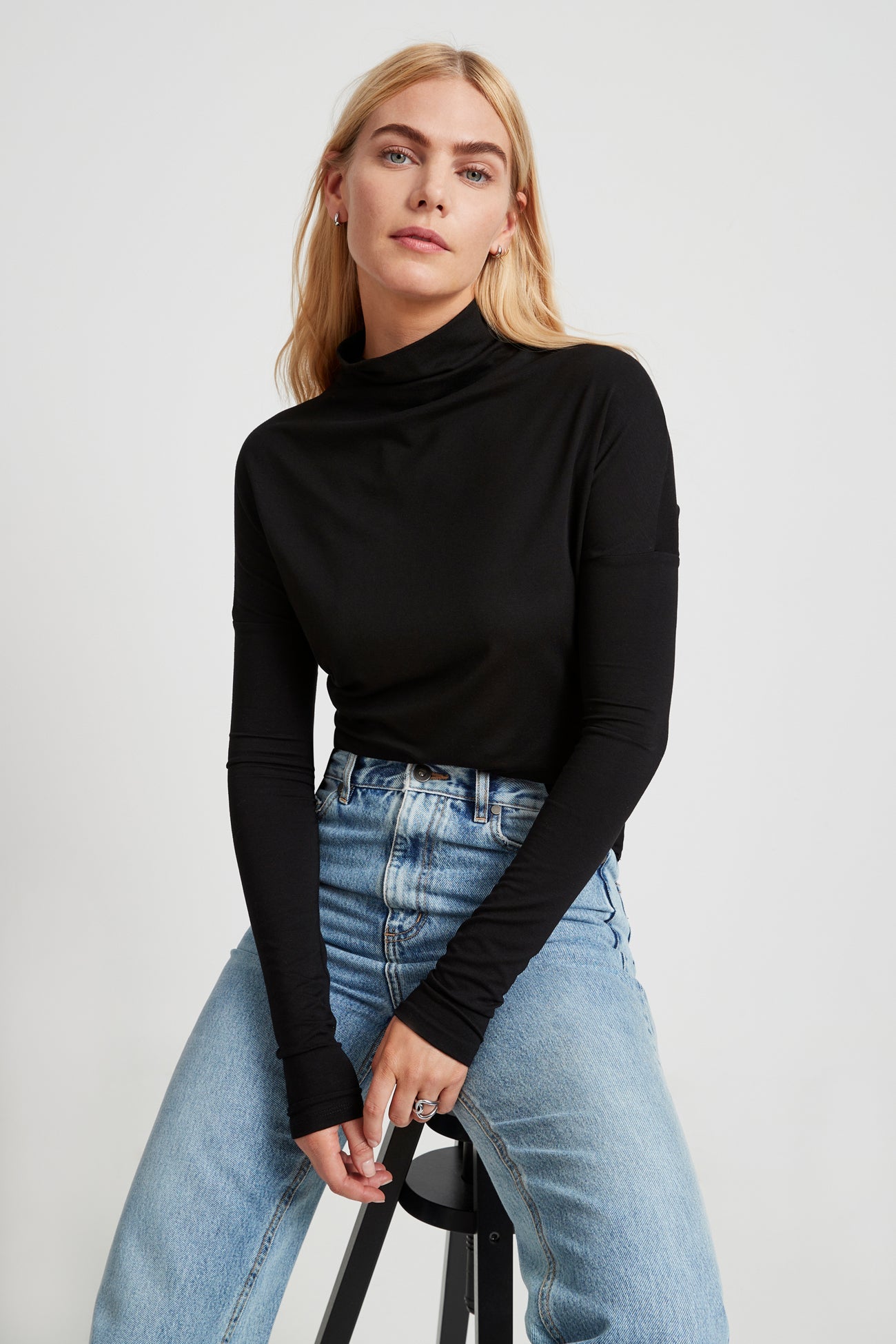 Denver Mock Neck Top | Black