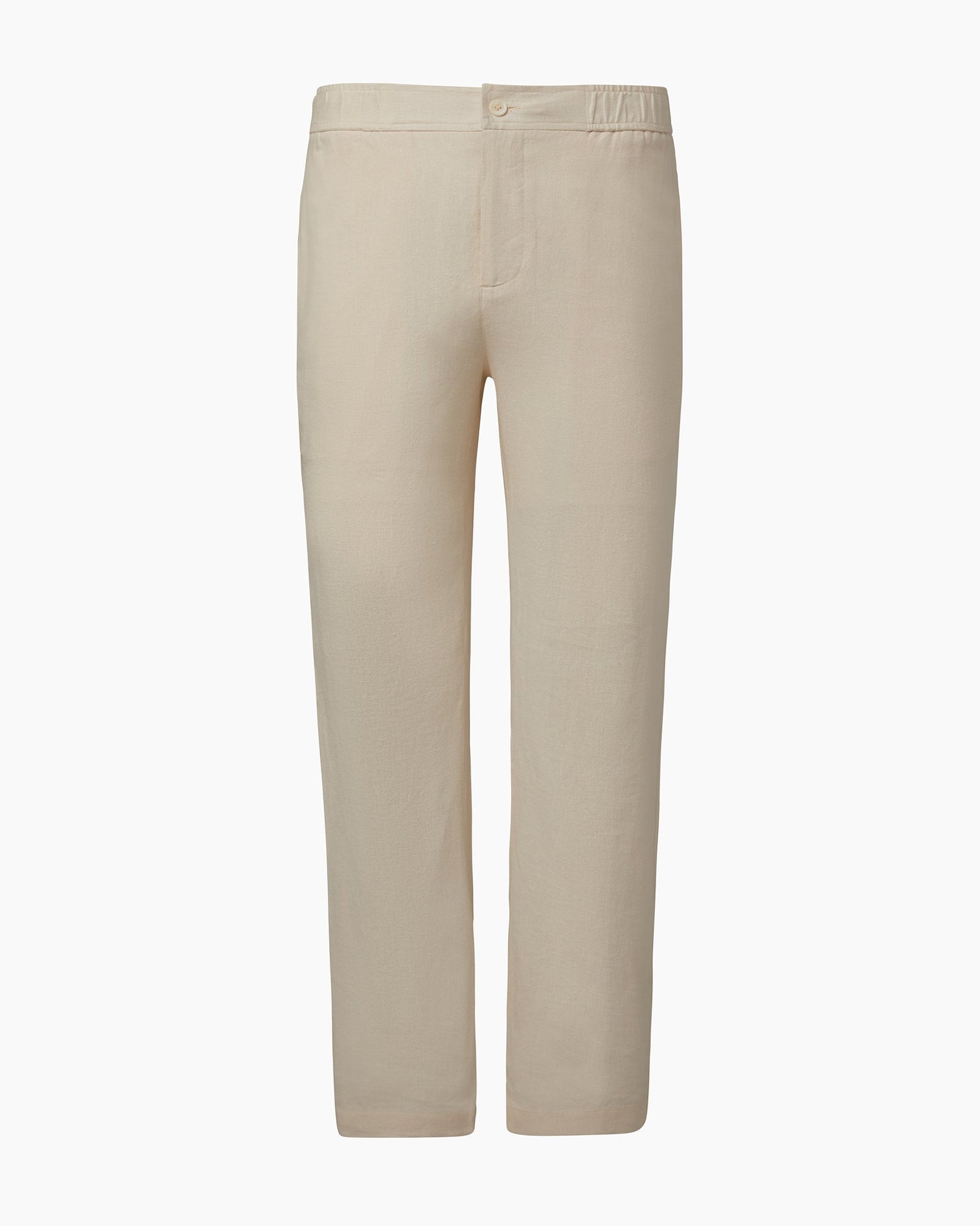 Mens | Button Front Elastic Linen Pant | Oat