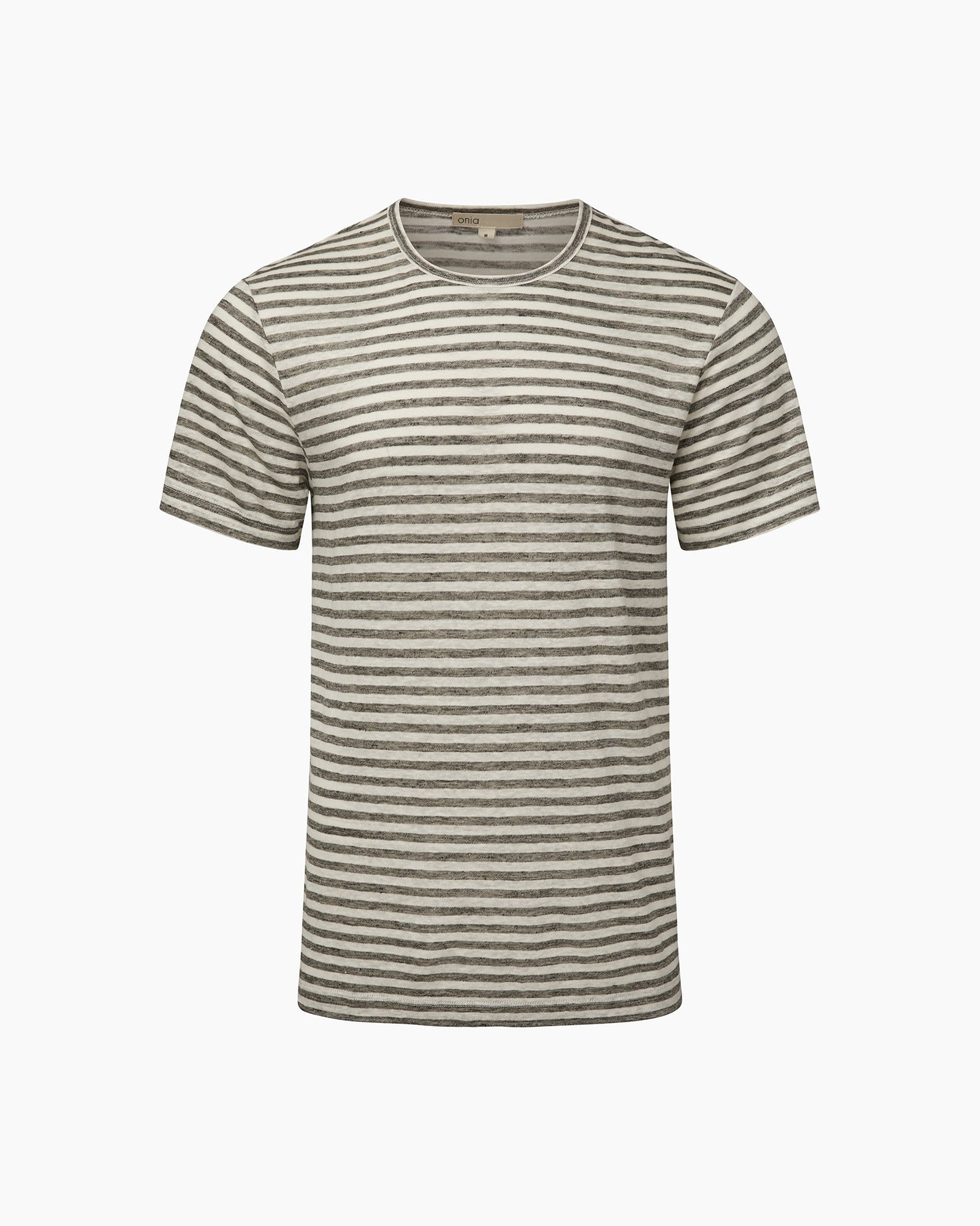 Mens | Chad Linen Tee | Heather Grey/White