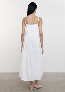 Cool Cotton Strappy Tiered Dress | White