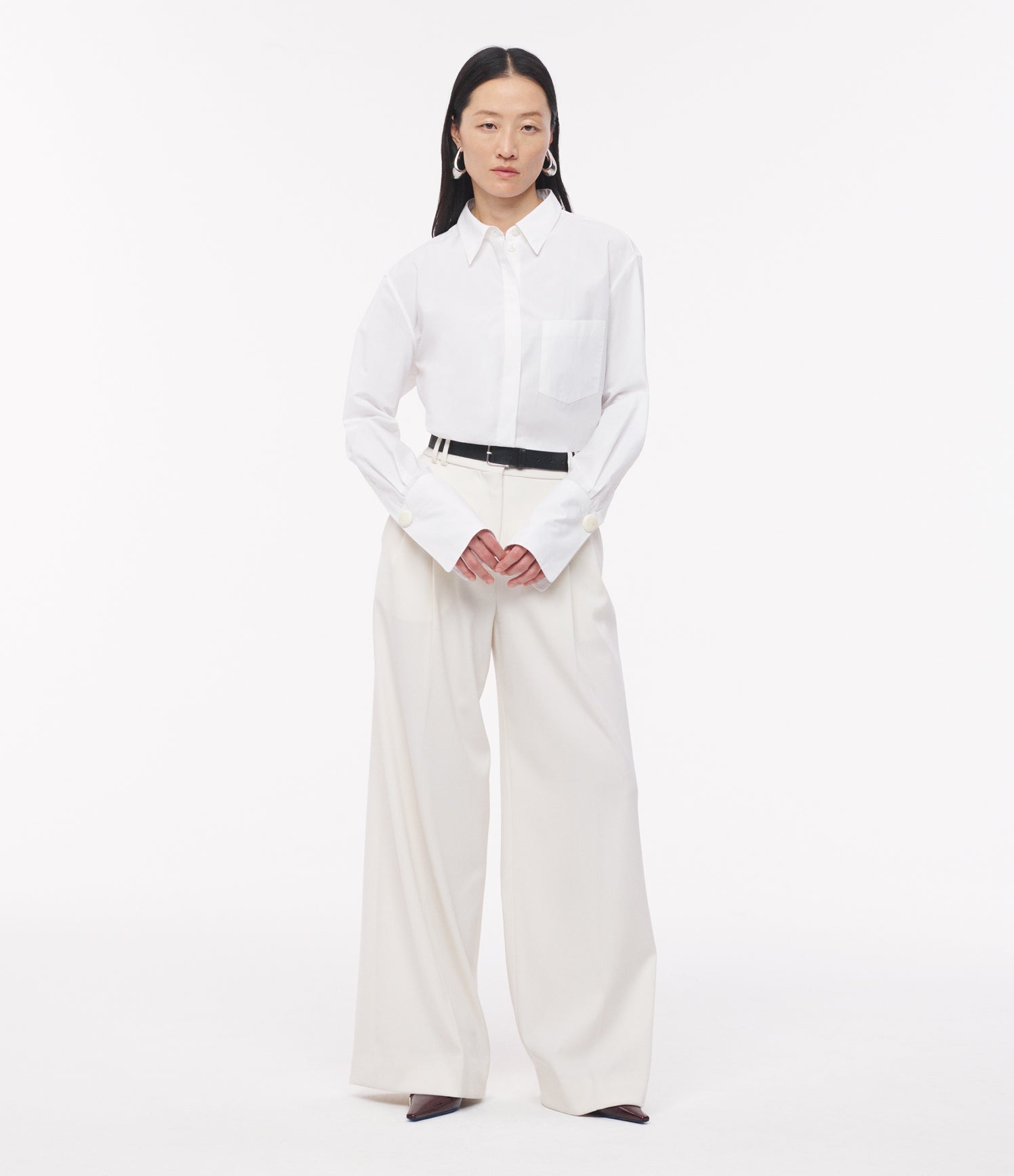 Another Tomorrow Mens Shirt With Glass Cufflinks in White – Cotton