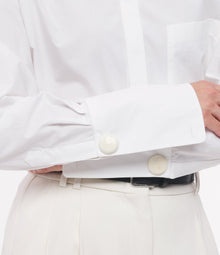 Another Tomorrow Mens Shirt With Glass Cufflinks in White – Cotton