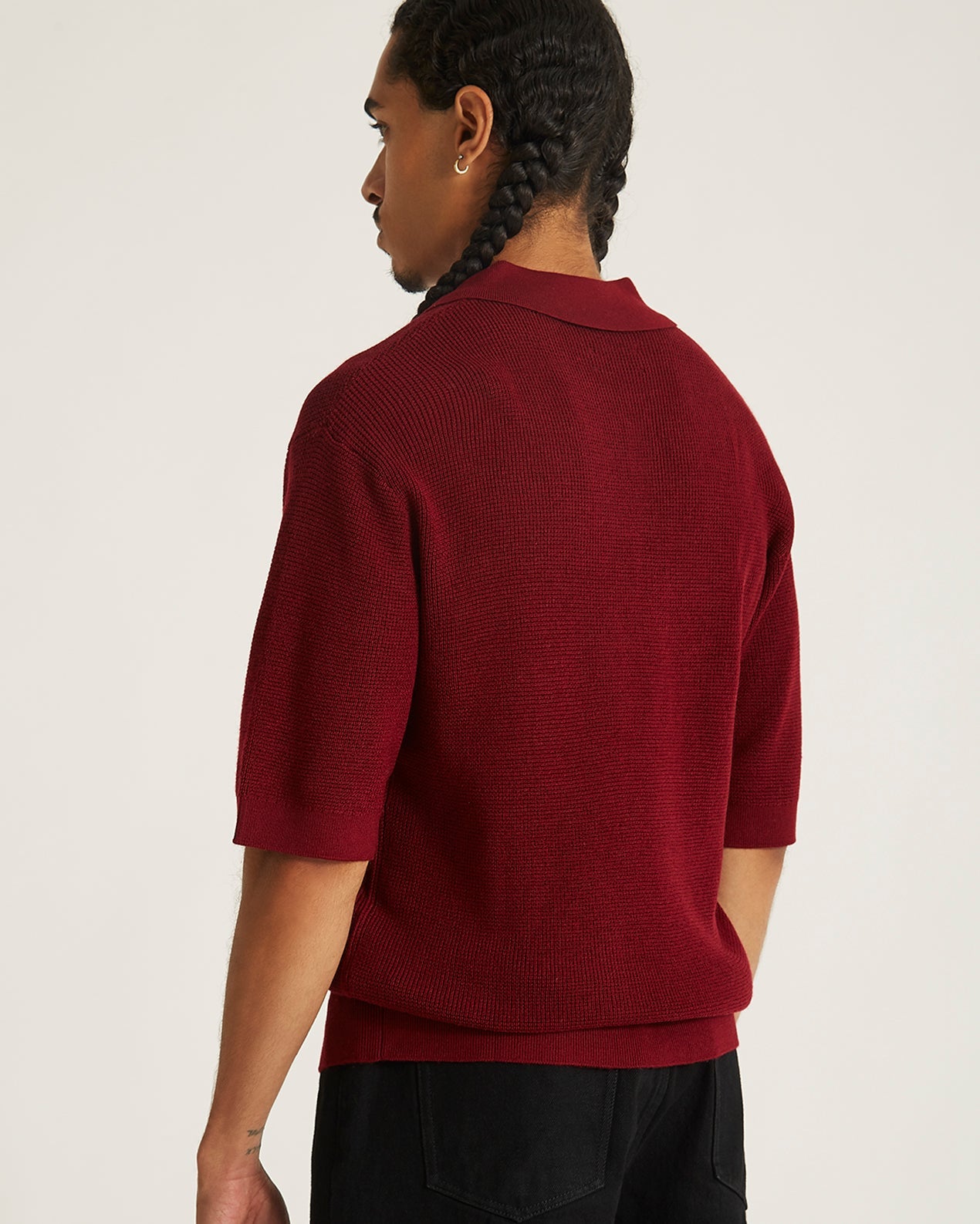 Rhubarb | Alex Merino Wool Open Placket Polo