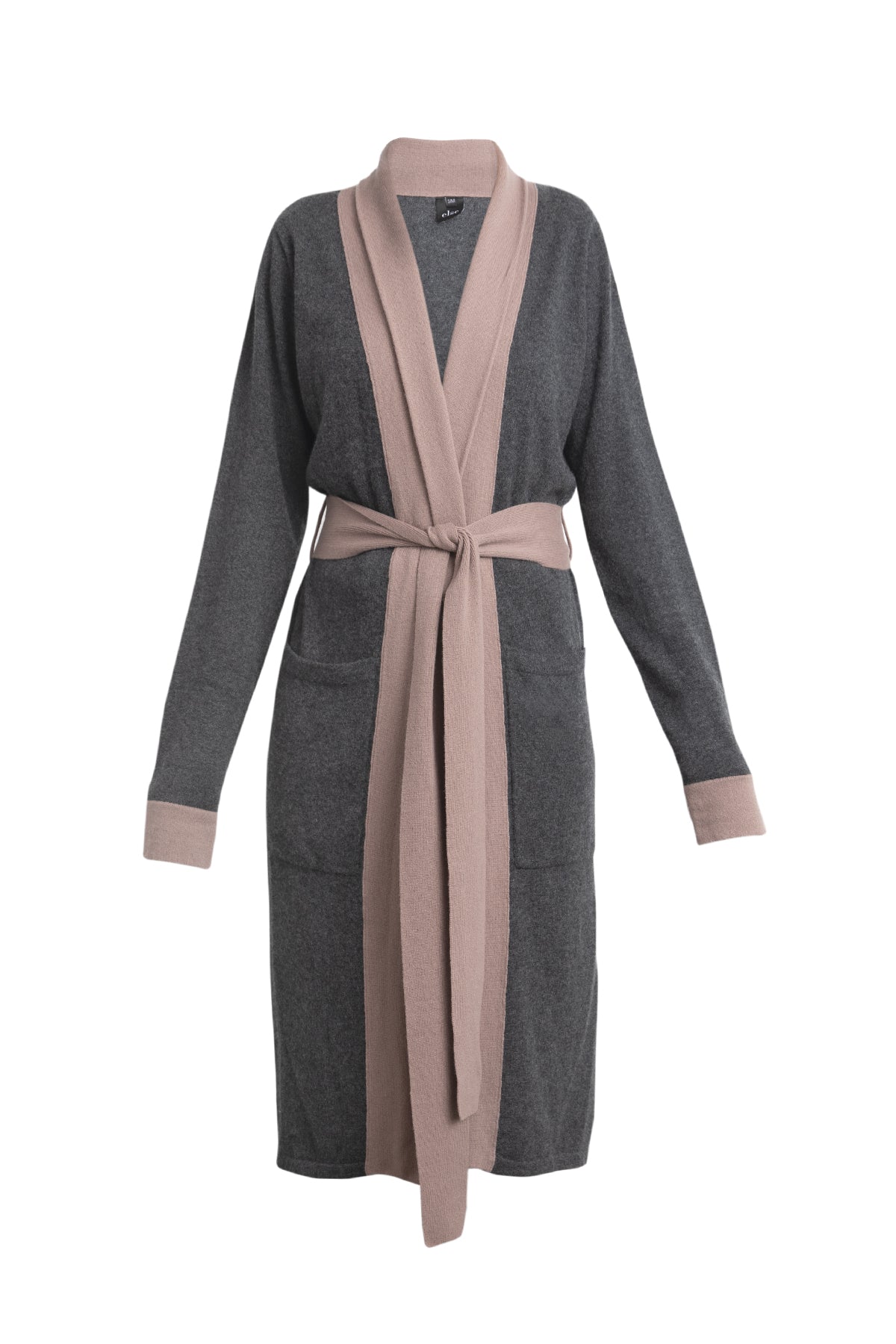 Cashmere Robe | Charcoal/Mauve