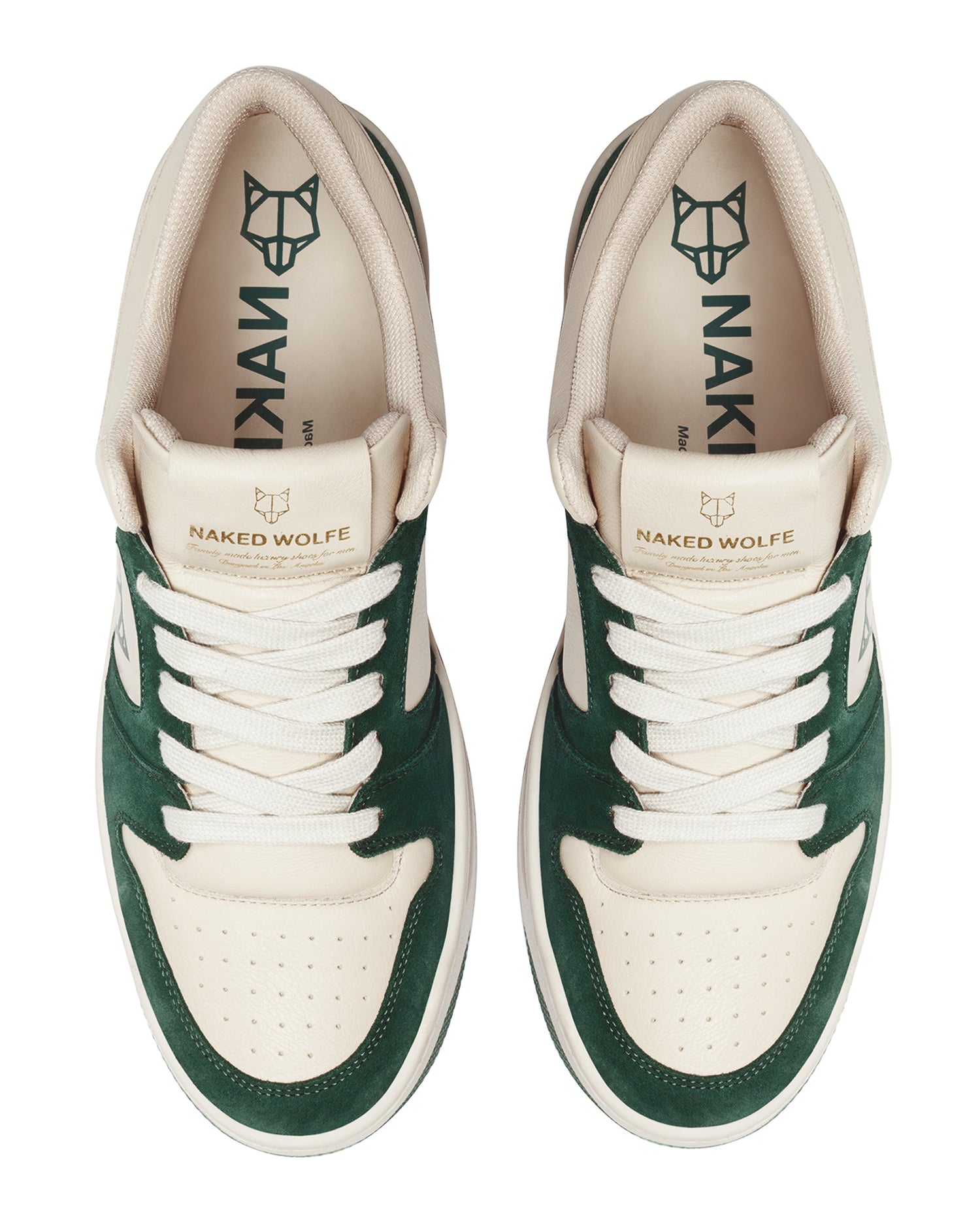 Mens | CM-01 Leather/Cow Suede Combo Sneaker | Bone/Green