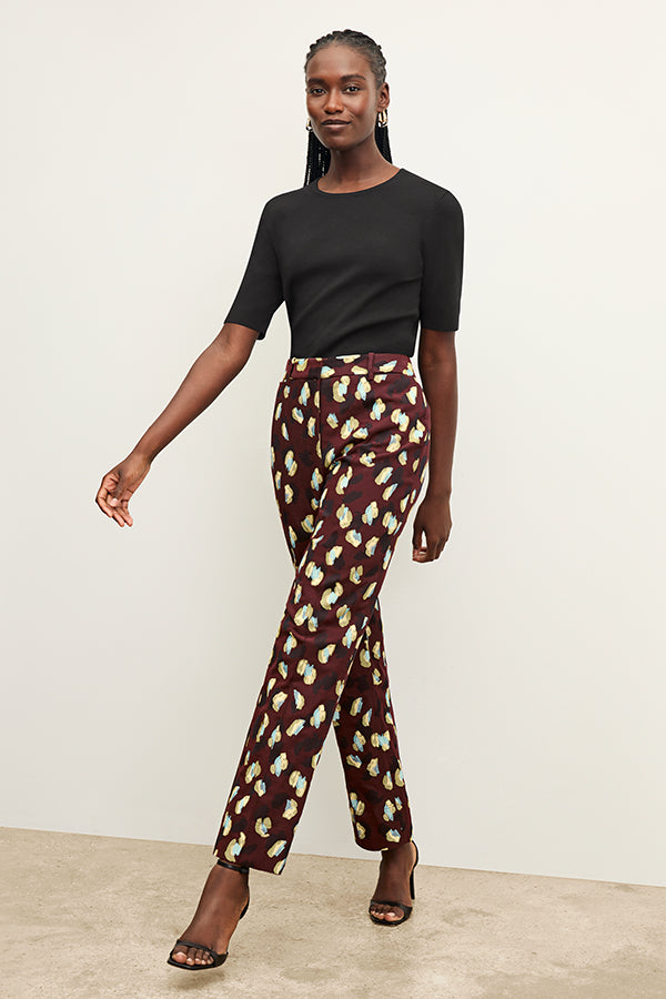 front image of a woman wearing the smith pant in bengal jacquard | Exclude