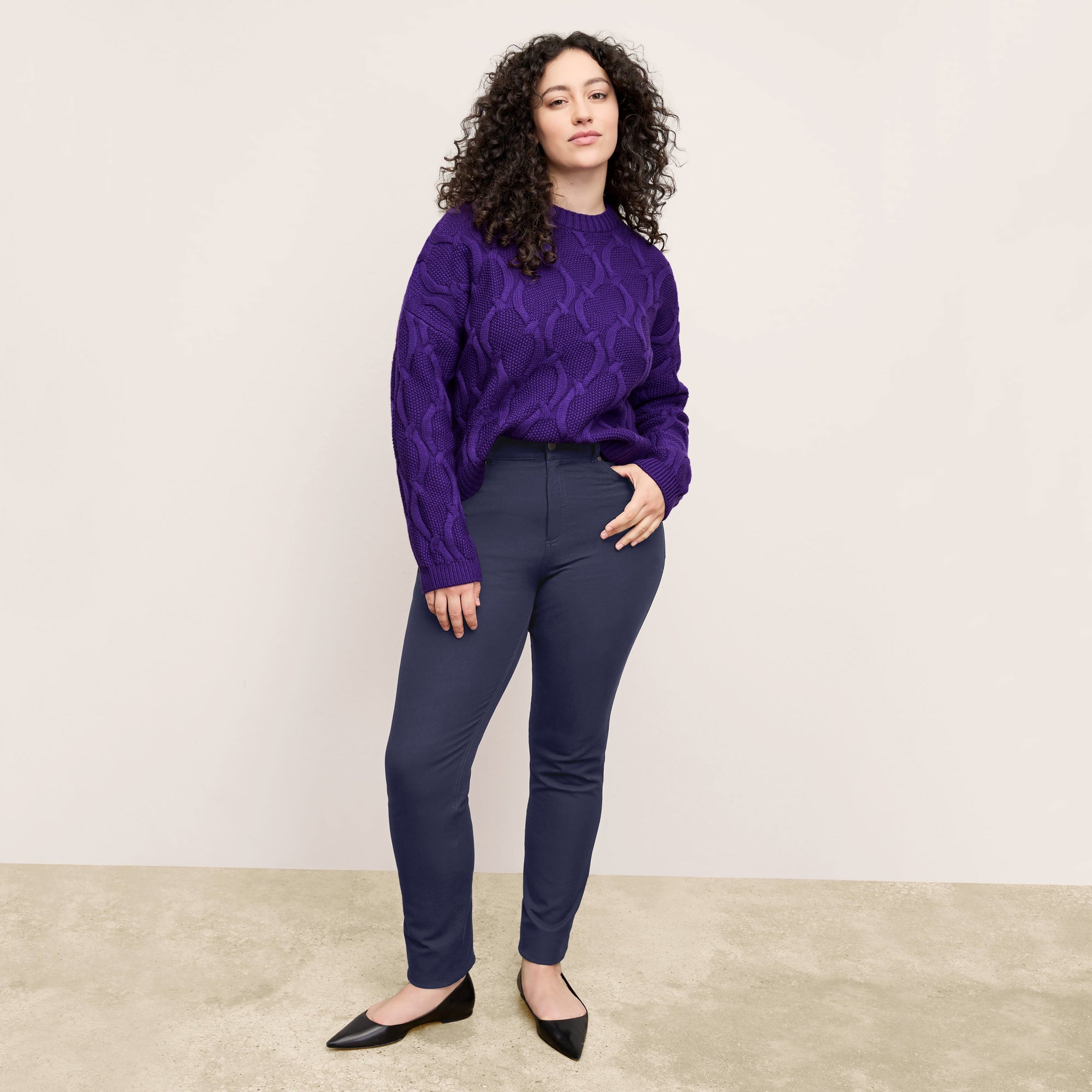 Front image of the Kiki Sweater in Ube | Exclude
