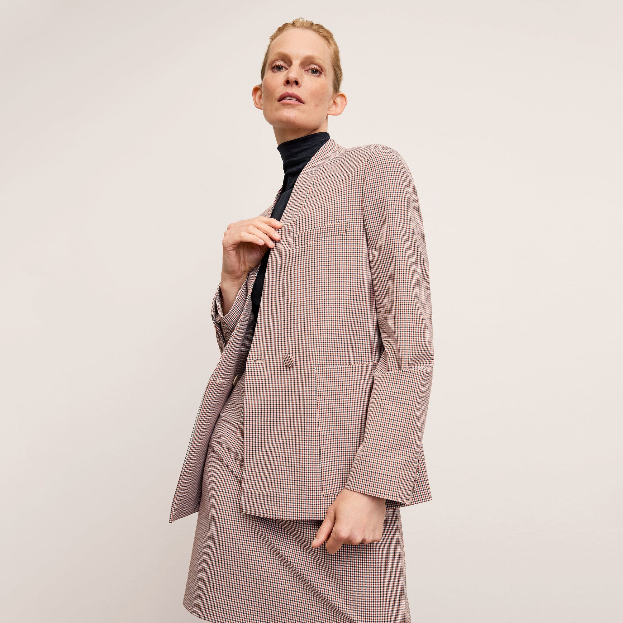 Front image of the Janette Jacket in Mini Check
