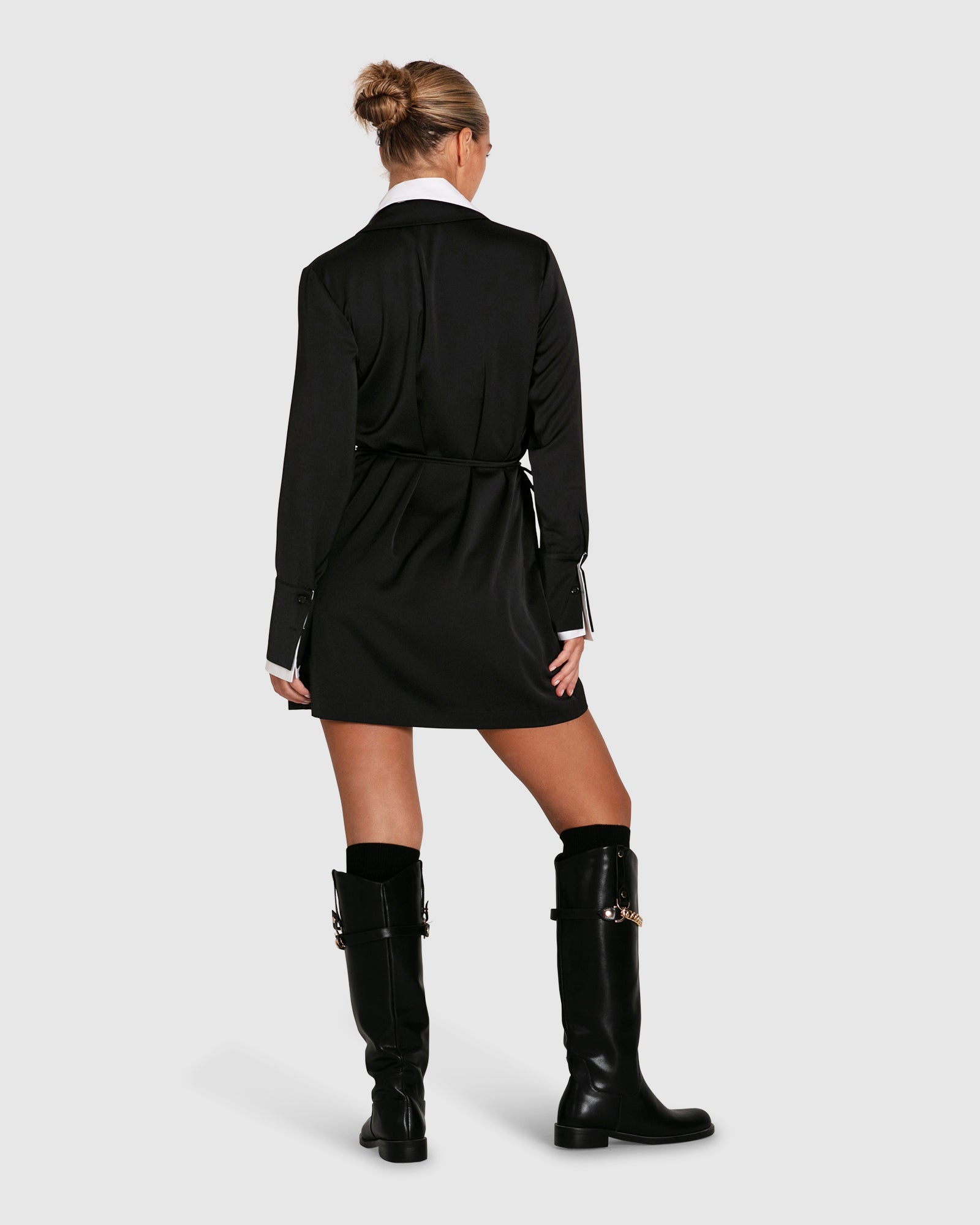 Make Me Feel Layered Shirt Dress | Women | Black/White