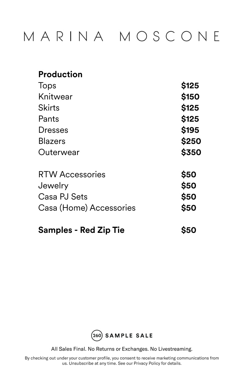 Price table