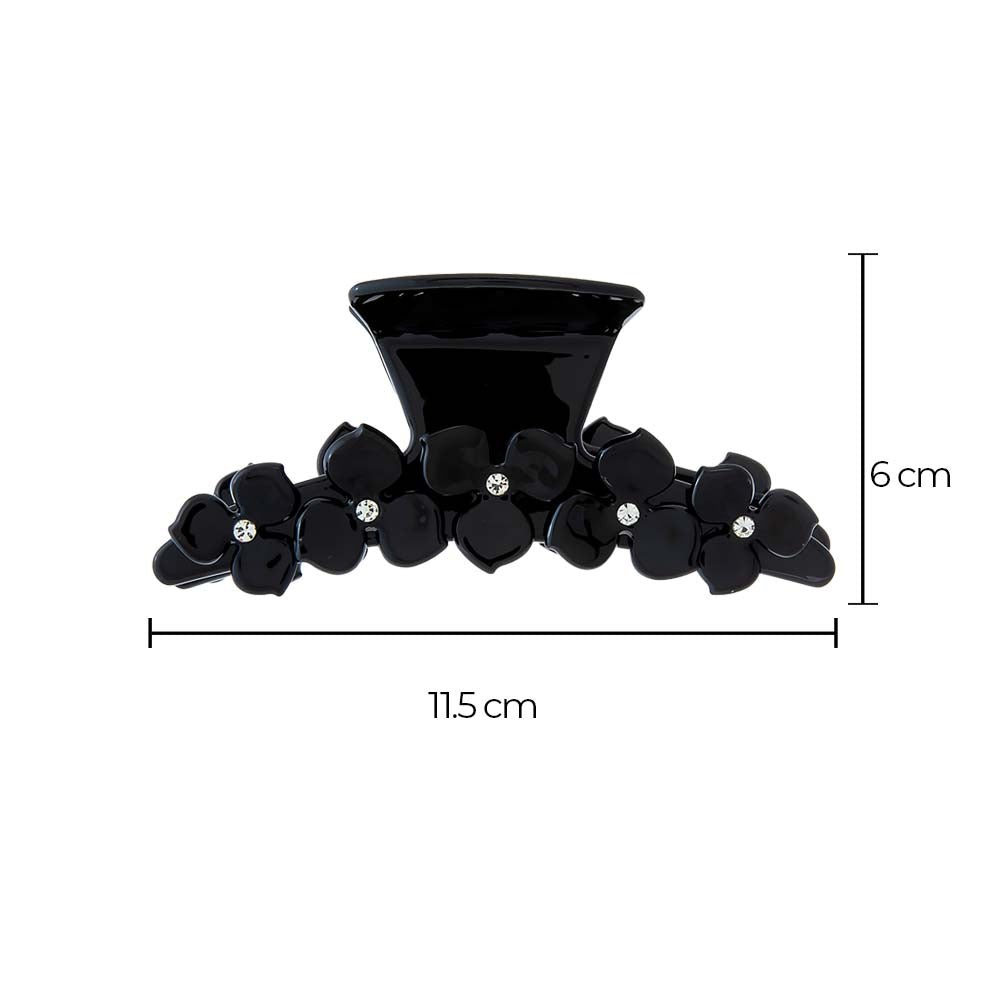 Flower Accented Enamel Claw Clip - Adina's Jewels