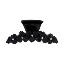 Black Flower Accented Enamel Claw Clip - Adina's Jewels