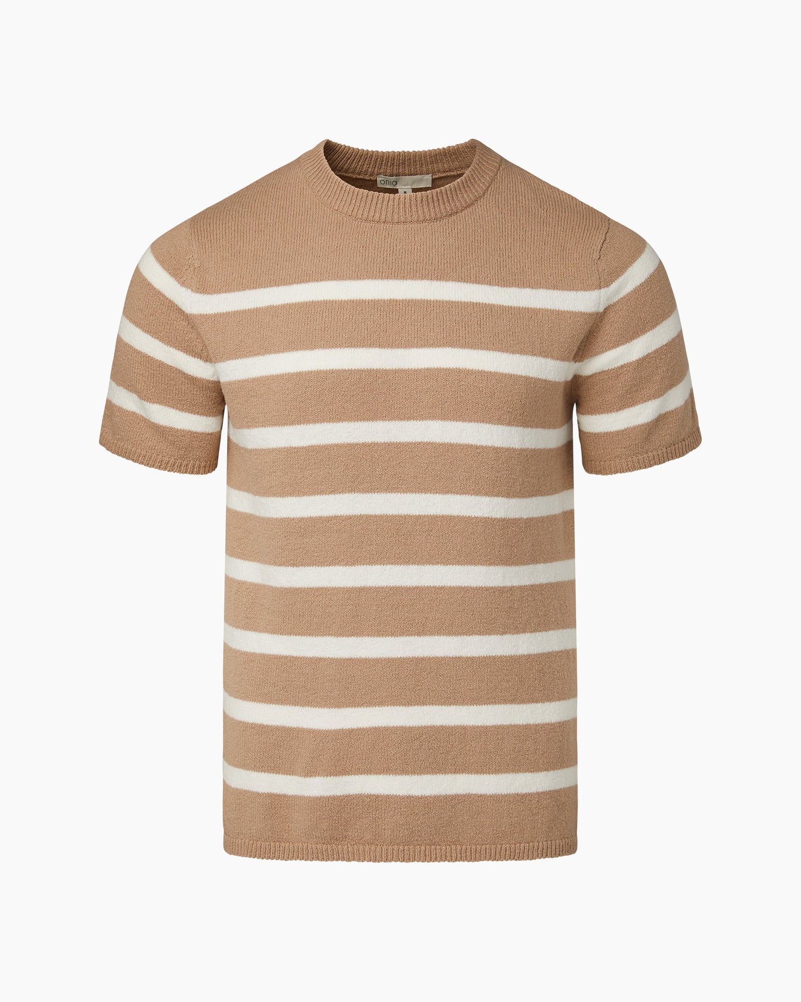Mens | Boucle Knit Tee | Tan/White