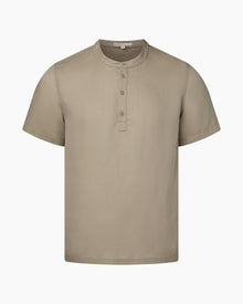 Mens | Linen Home Short Sleeve Henley Shirt | Cashew