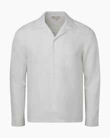 Mens | Linen Home Long Sleeve Camp Shirt | White