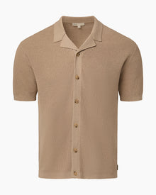 Mens | Cotton Linen Knit Camp Shirt | Tan