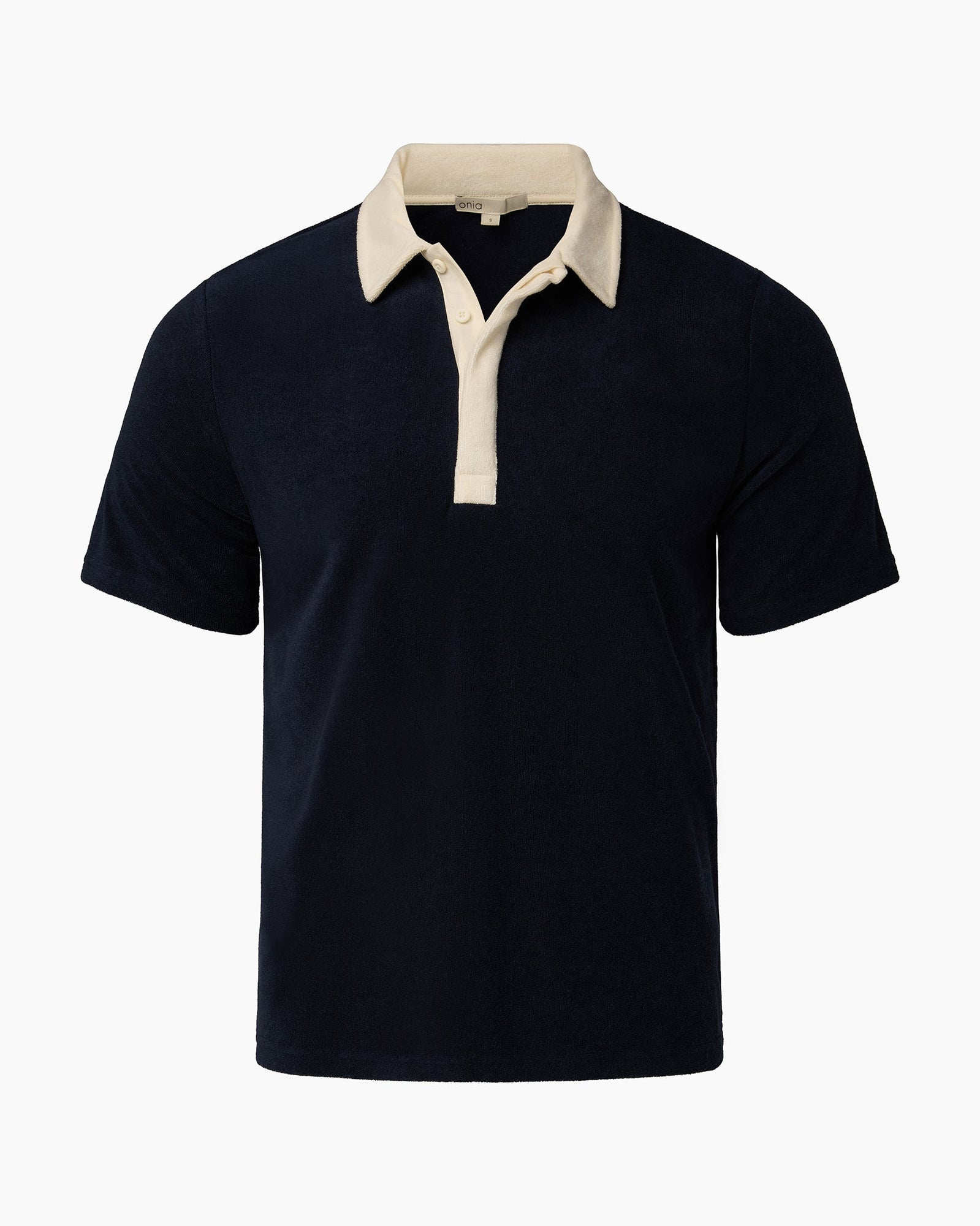 Mens | Oversized Towel Terry Polo | Deep Navy/Egret