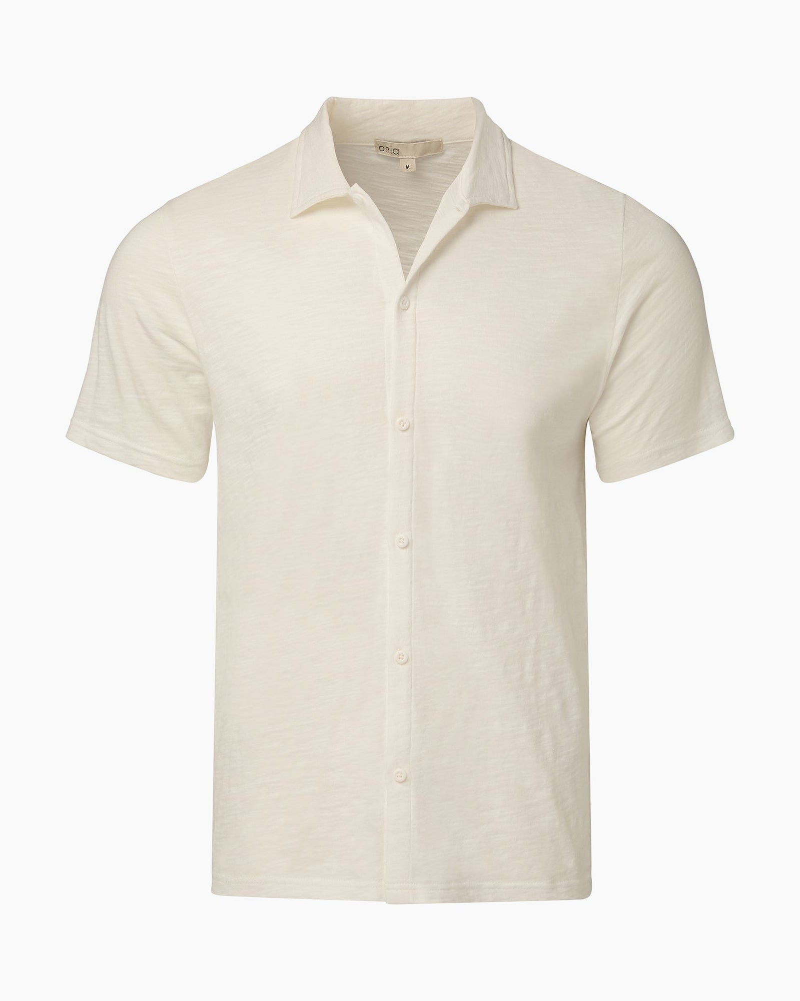 Mens | Slub Short Sleeve Button-up Shirt | White