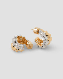 Double Murphy Micro Huggies earring - styled on model | gold hoop earrings