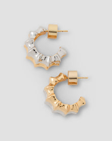 Double Murphy Micro Huggies earring - front view | gold hoop earrings