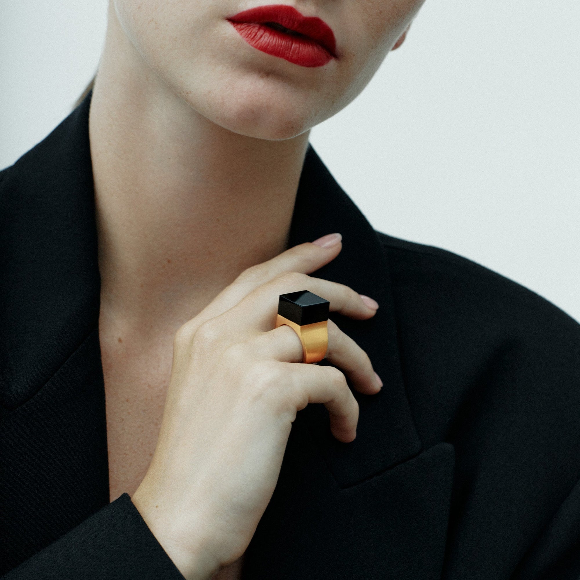 Vector Ring | 18K Gold Plated | Onyx