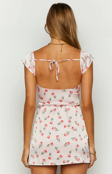 Maeva Satin Tulip Print Top | Pink