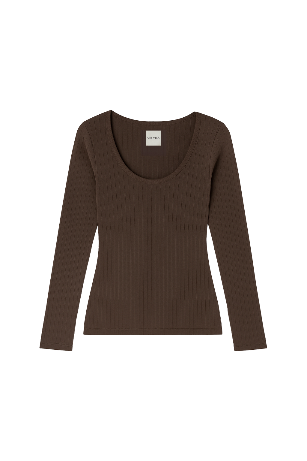 Maia Scoop Neck Pointelle Top | Espresso