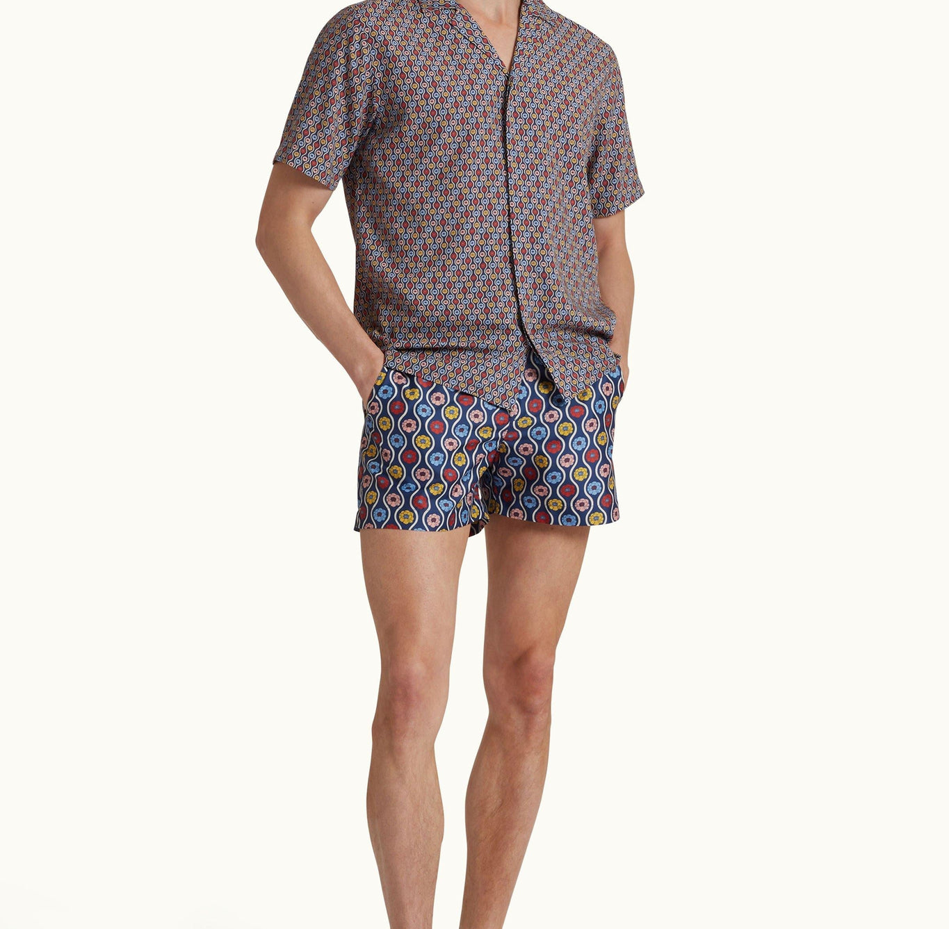Maitan Whitsun Print Relaxed Fit Capri Collar Shirt | Midnight Navy