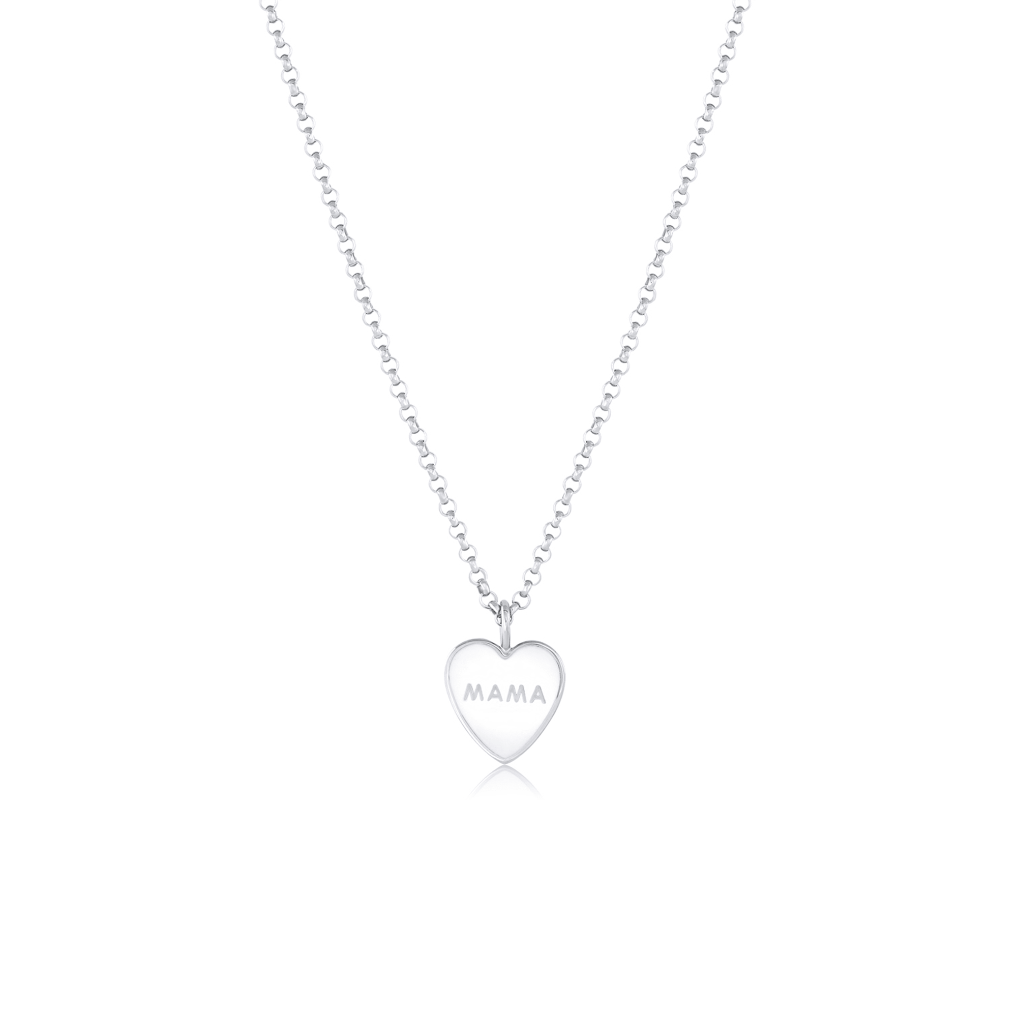 Women | Mama Enamel Heart Pendant – White Enamel | 14k White Gold