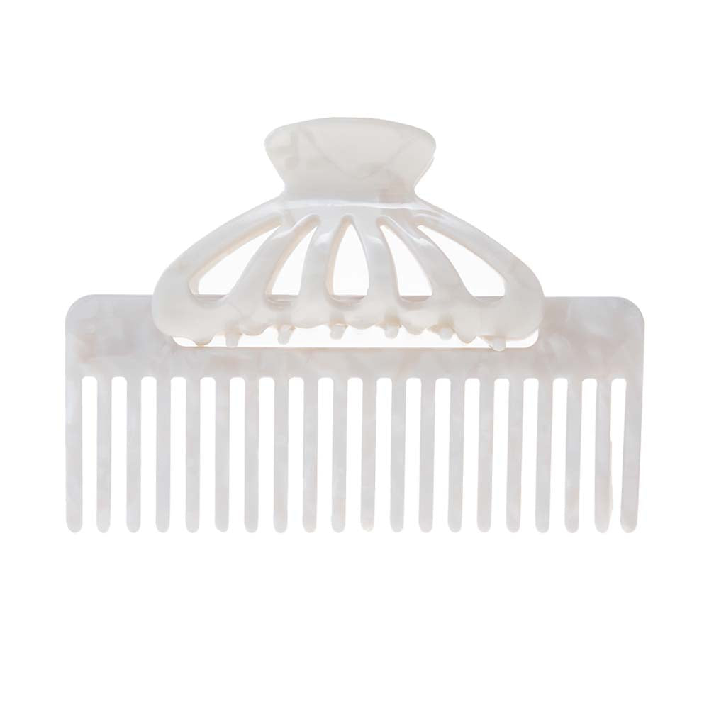 White Comb & Claw Clip Hair Set - Adina's Jewels