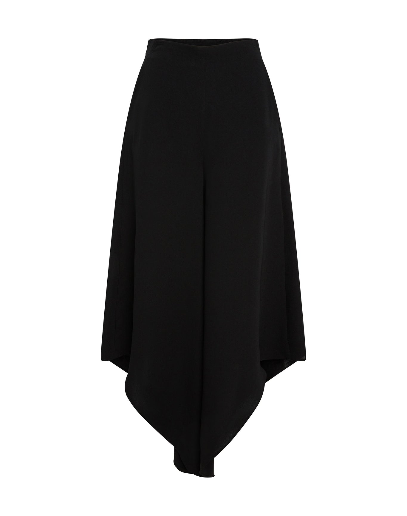 Margot Silk Asymmetrical Palazzo Pant | Black
