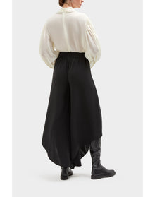Margot Silk Asymmetrical Palazzo Pant | Black