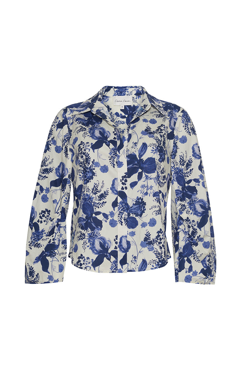 Marlo Top | Evening Blue Hanging Orchids