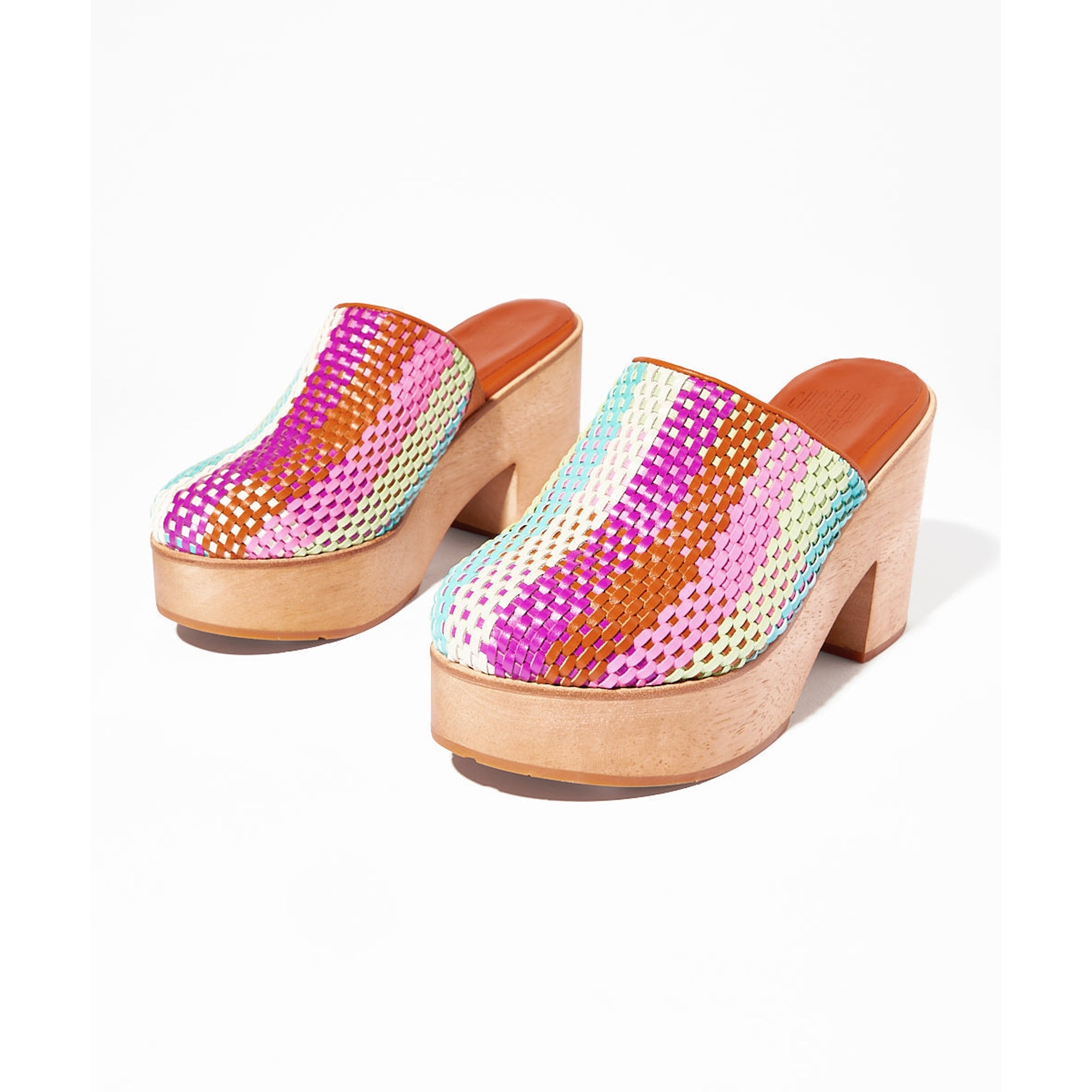 Marlo Low Heel Wooden Clog | Carnival Check