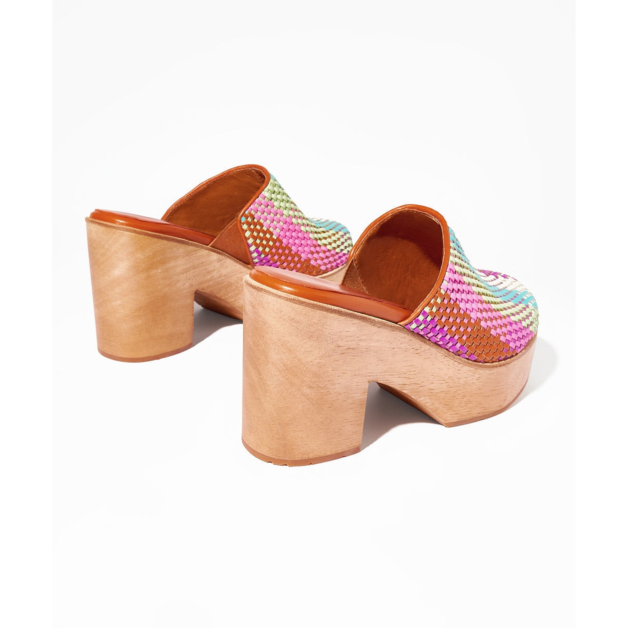 Marlo Low Heel Wooden Clog | Carnival Check