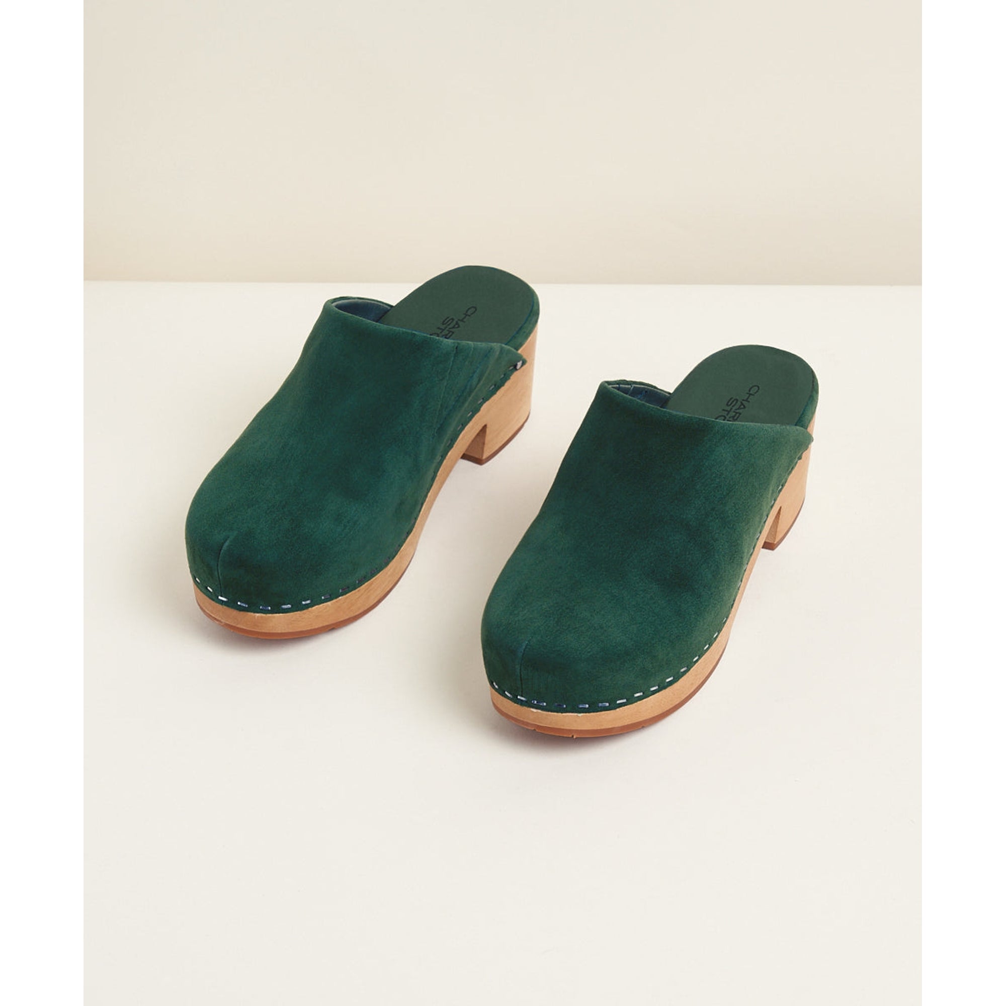 Martino Low Heel Wooden Clog Mule | Emerald