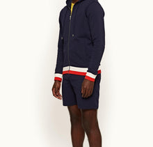 Mathers Stripe Zip-Thru Compact Cotton Sweatshirt | Navy