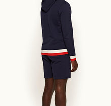 Mathers Stripe Zip-Thru Compact Cotton Sweatshirt | Navy