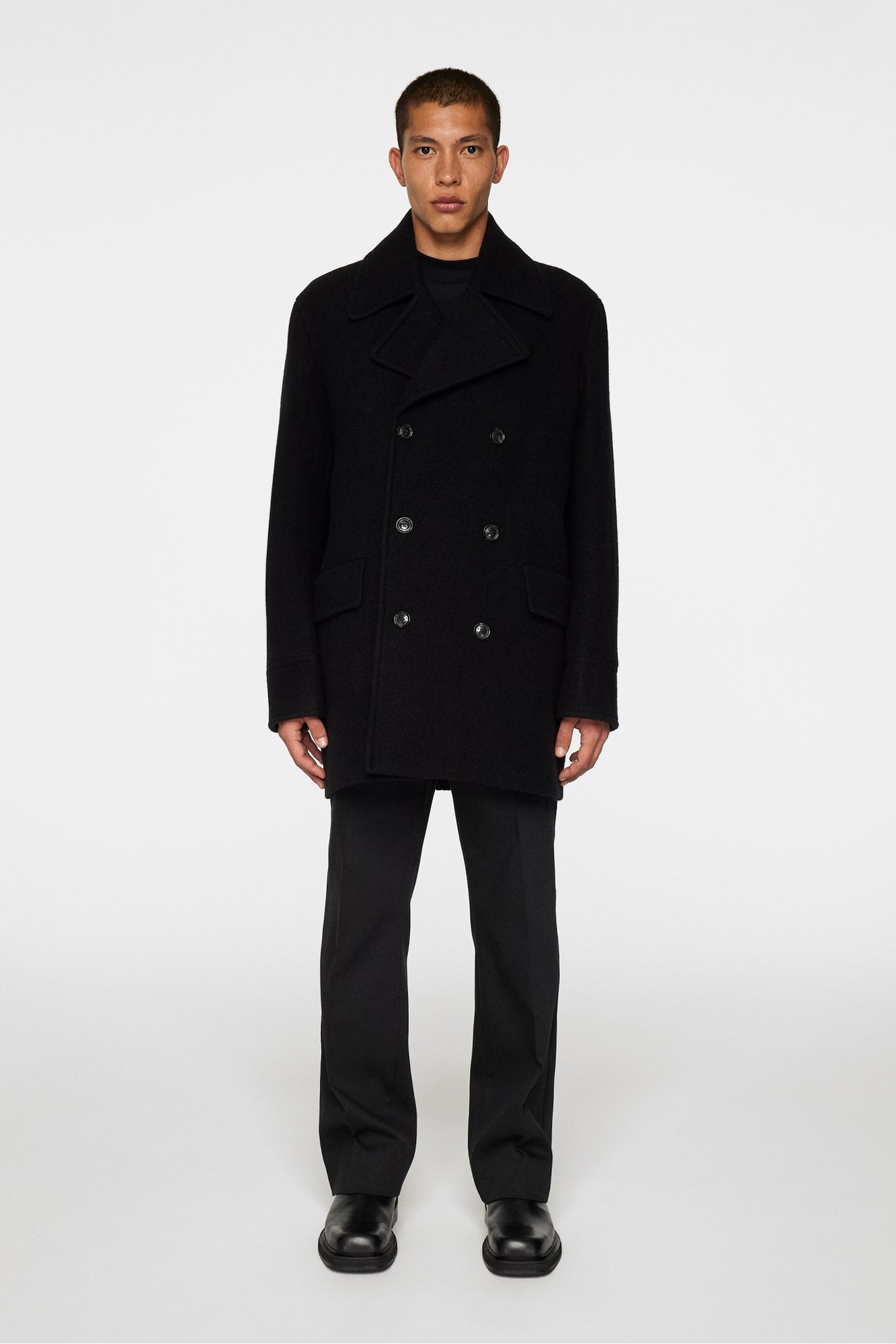Men | Arno Double Breasted Coat | Black
