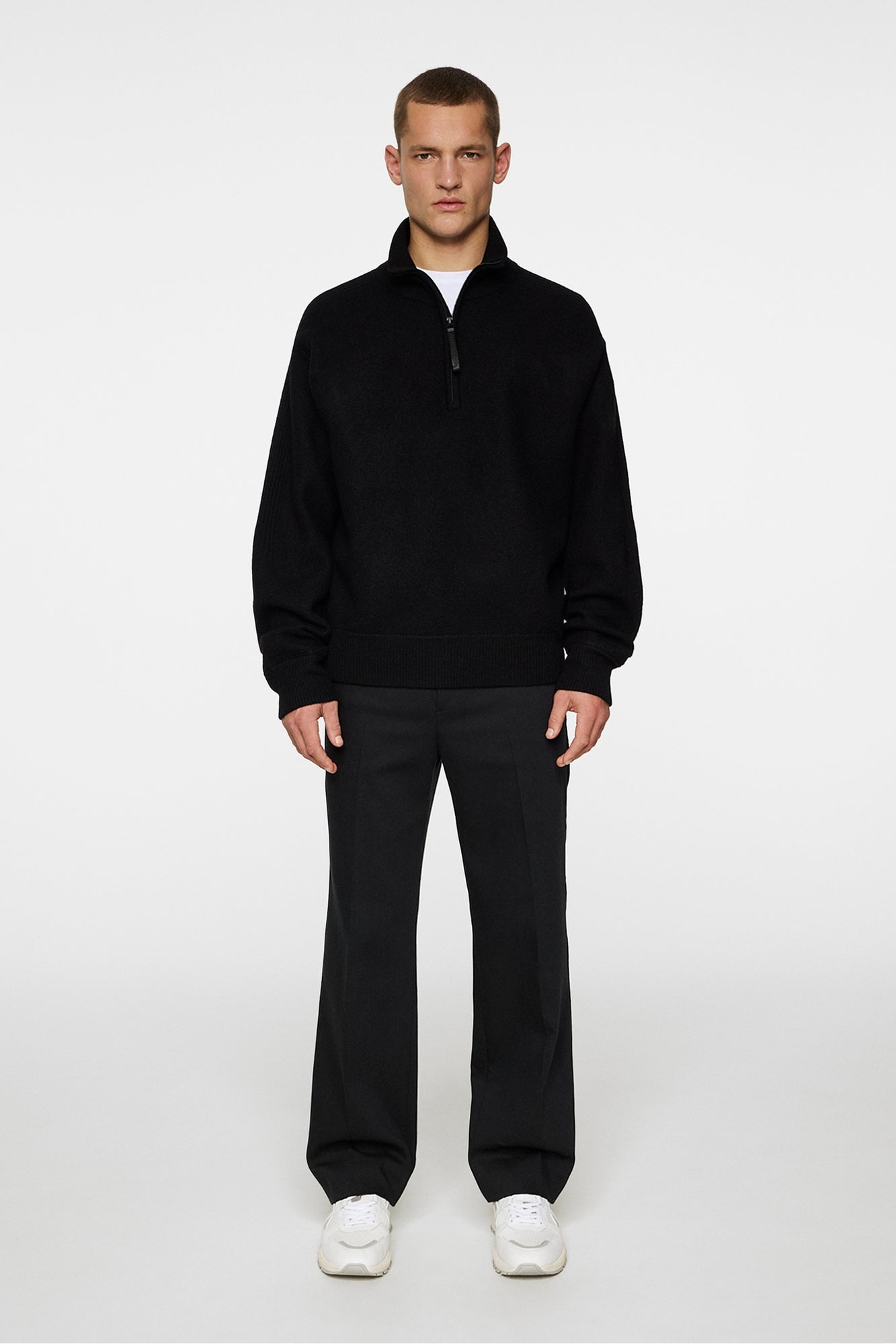 Men | Bon Boiled Wool Quarter Zip | Black