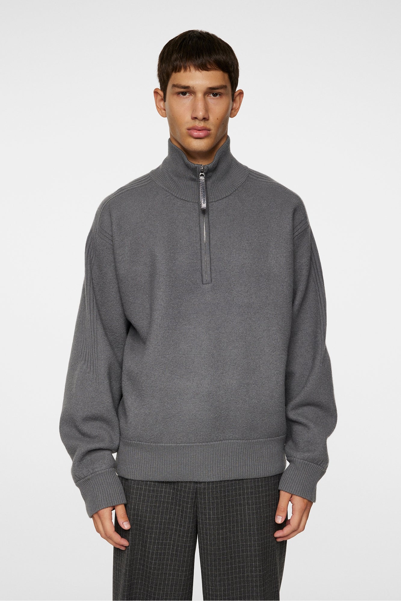 Men | Bon Boiled Wool Quarter Zip | Lava Smoke