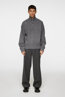 Men | Bon Boiled Wool Quarter Zip | Lava Smoke