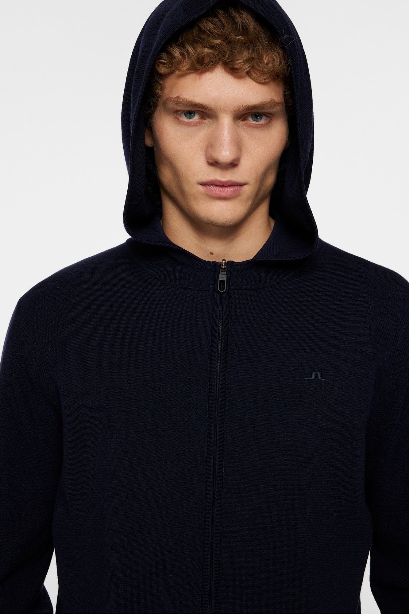 Men | Cameron Hooded Knit Full Zip | JL Navy