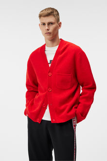 Men | Clarke Knitted Cardigan | Fiery Red