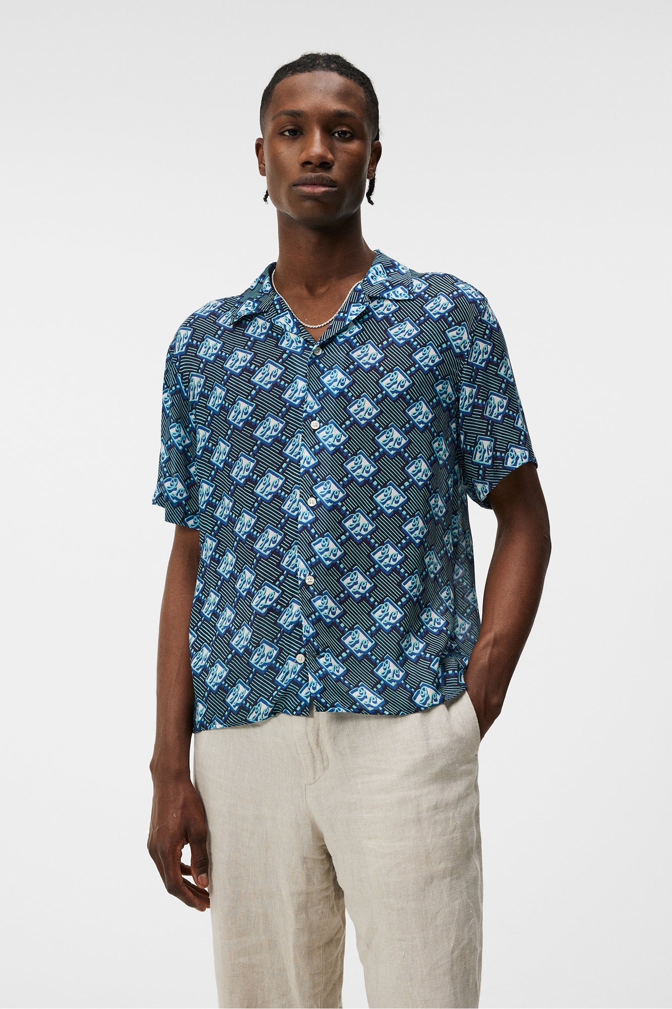 Men | Donso Diamond Boxy Shirt | JL Navy
