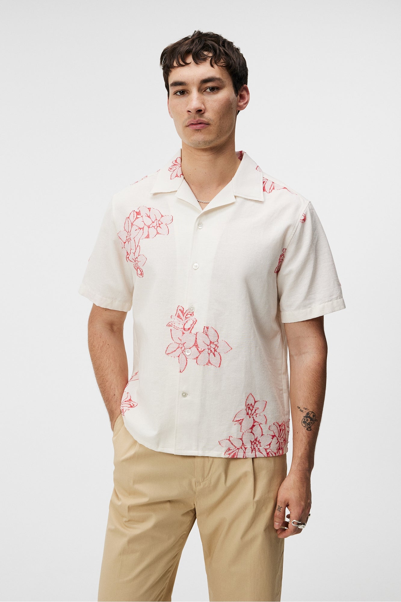 Men | Donso Fil Coupe Floral Shirt | Cloud White
