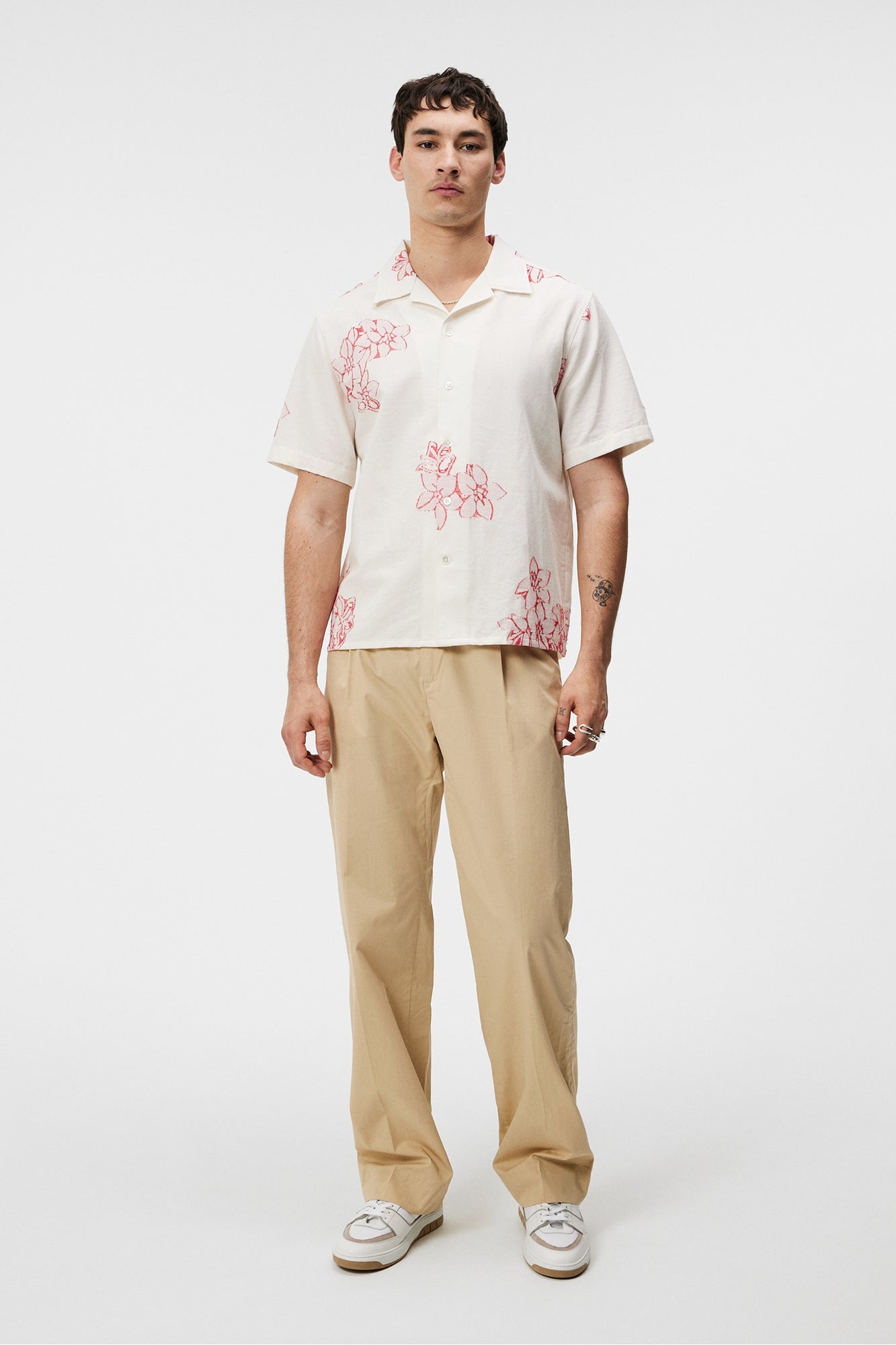 Men | Donso Fil Coupe Floral Shirt | Cloud White