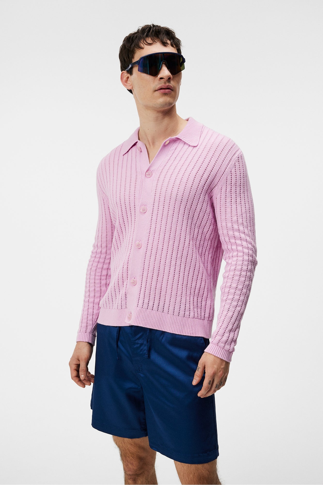 Men | Edmondo Collar Cardigan | Pink Lavender